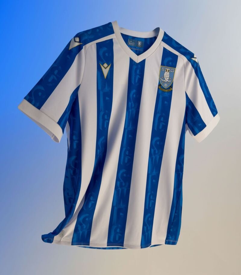 new sheffield wednesday homw kit in blue and white stripes